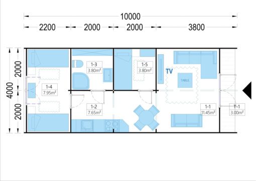 Havehus BRETA (44 mm), 4x10 m, 40 m²