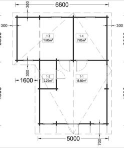 Funktionelt træhytte DIJON 43m², 44 mm