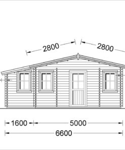 Funktionelt træhytte DIJON 43m², 44 mm