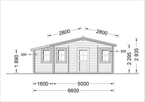 Funktionelt træhytte DIJON 43m², 44 mm