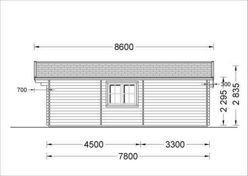 Funktionelt træhytte DIJON 43m², 44 mm