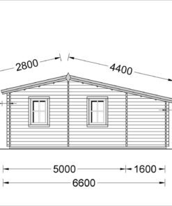 Funktionelt træhytte DIJON 43m², 44 mm