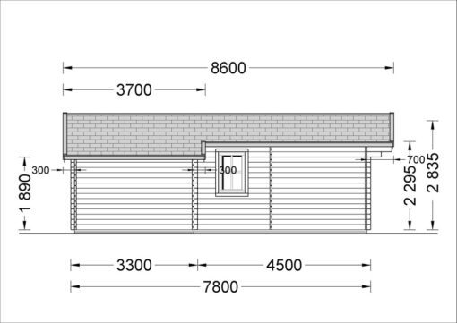 Funktionelt træhytte DIJON 43m², 44 mm