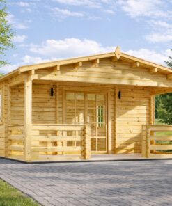 Bjælkehytte med terrasse Hymer, 42 m² + 10 m²