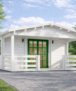 Bjælkehytte med terrasse Hymer, 42 m² + 10 m²