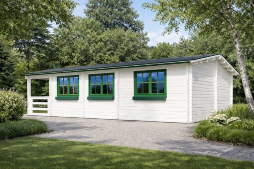 Bjælkehytte med terrasse Hymer, 42 m² + 10 m²