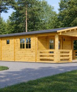 Bjælkehytte med terrasse Hymer, 42 m² + 10 m²