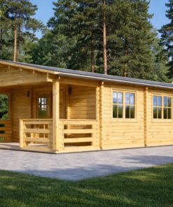 Bjælkehytte med terrasse Hymer, 42 m² + 10 m²