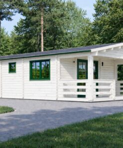 Bjælkehytte med terrasse Hymer, 42 m² + 10 m²