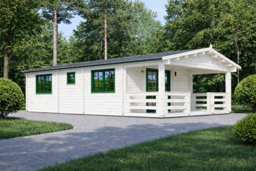 Bjælkehytte med terrasse Hymer, 42 m² + 10 m²