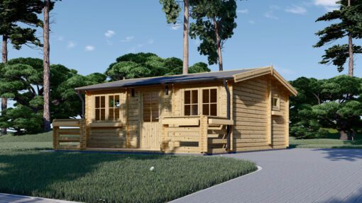 Bjælkehytte med terrasse ALTO 31m², 44mm
