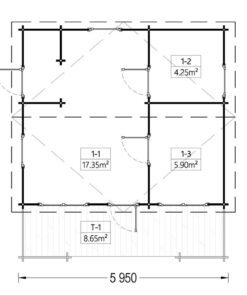 Bjælkehytte med terrasse ALTO 31m², 44mm