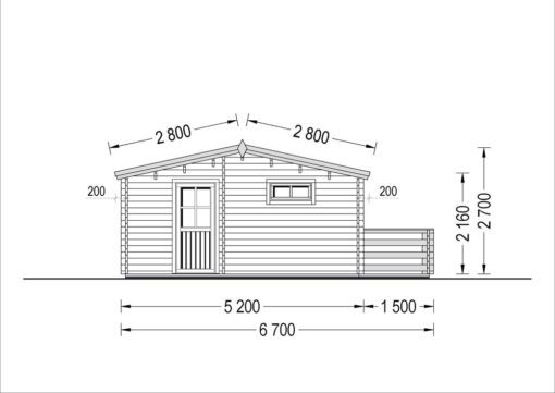 Bjælkehytte med terrasse ALTO 31m², 44mm