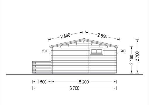 Bjælkehytte med terrasse ALTO 31m², 44mm
