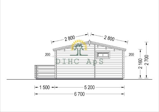 Bjælkehytte med terrasse ALTO 31m², 44mm
