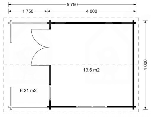 Gæstehus SHANON 16m² + 7m² Terrasse - PLAN