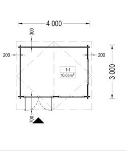 Havehus LILLE 12m² (4m x 3m), 34mm