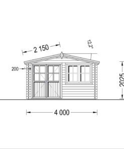 Havehus LILLE 12m² (4m x 3m), 34mm