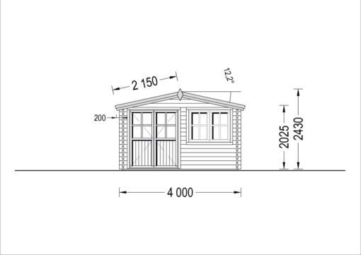 Havehus LILLE 12m² (4m x 3m), 34mm