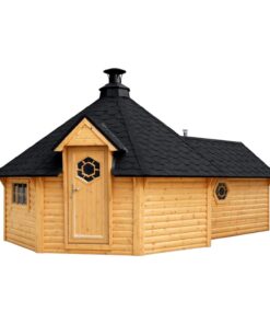 BBQ hytte 16.5 m² med 4.67 m² Saunaudvidelse