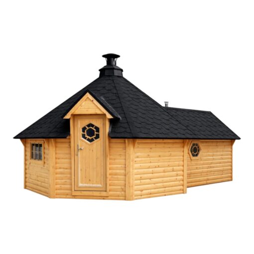BBQ hytte 16.5 m² med 4.67 m² Saunaudvidelse