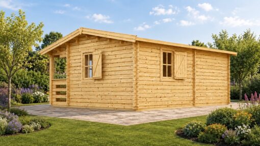 Kolonihavehus NANTES (44 mm), 6 × 4,7 m, 24 m² + 3,5 m² terrasse