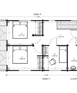 Bjælkehytter - Sommerhus Toulouse 5.85 m x 11.16 m - Plan