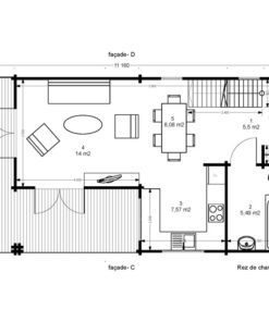 Bjælkehytter - Sommerhus Toulouse 5.85 m x 11.16 m - Plan