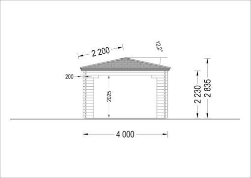 Lystpavellion TONNELLE 16m² (4m x 4m), 44mm