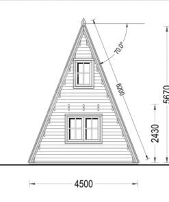 Træhytte med hems TIPI (4.5m x 7m), 44 mm