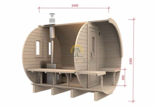 Sauna tønde 2,4 m / Ø 2,27