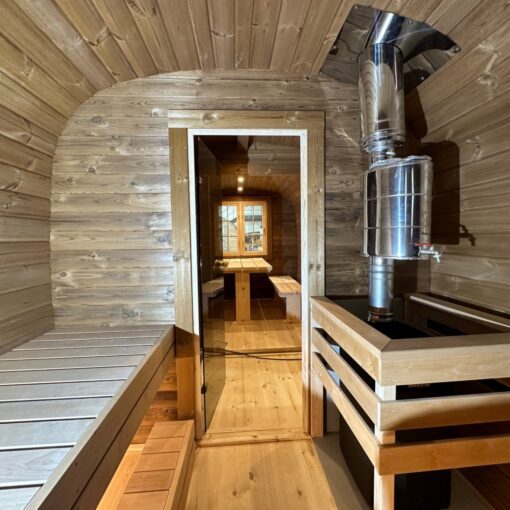 Sauna Bus 5,9 m x 2,3 m lavet af termotræ