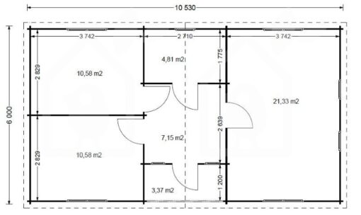 Bjælkehus Fill 61,8 m² - PLAN