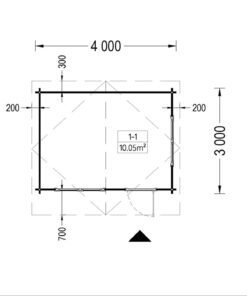 Bjælkehytte DREUX 12m², 44mm