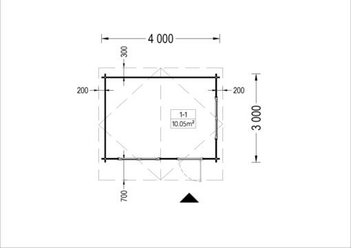 Bjælkehytte DREUX 12m², 44mm