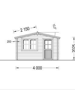 Bjælkehytte DREUX 12m², 44mm