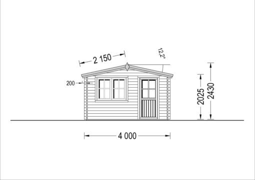 Bjælkehytte DREUX 12m², 44mm