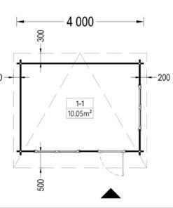 Bjælkehytte fladt tag DREUX 12m², 44mm