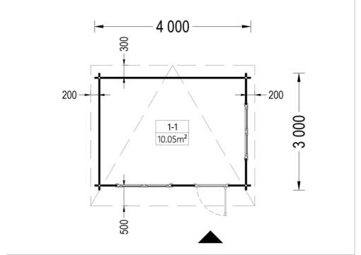 Bjælkehytte fladt tag DREUX 12m², 44mm