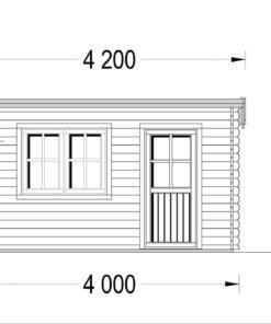 Bjælkehytte fladt tag DREUX 12m², 44mm