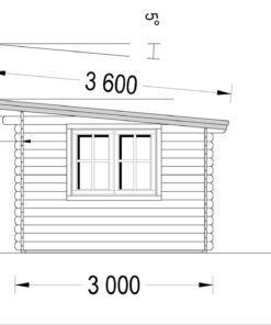 Bjælkehytte fladt tag DREUX 12m², 44mm