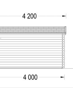 Bjælkehytte fladt tag DREUX 12m², 44mm