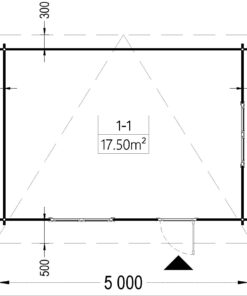 Bjælkehytte DREUX fladt tag 19.9m², 44mm