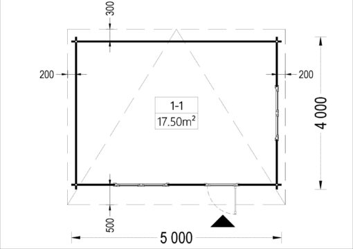 Bjælkehytte DREUX fladt tag 19.9m², 44mm