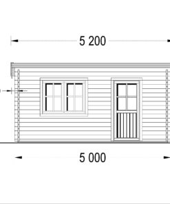 Bjælkehytte DREUX fladt tag 19.9m², 44mm