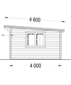 Bjælkehytte DREUX fladt tag 19.9m², 44mm