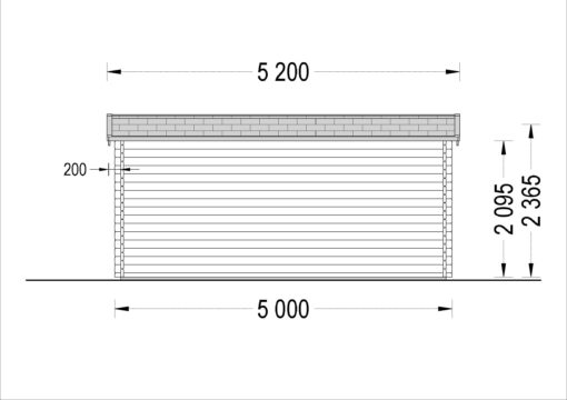 Bjælkehytte DREUX fladt tag 19.9m², 44mm