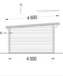 Bjælkehytte DREUX fladt tag 19.9m², 44mm