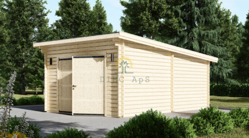 Træ Garage Modern fladt tag 24m², 44mm