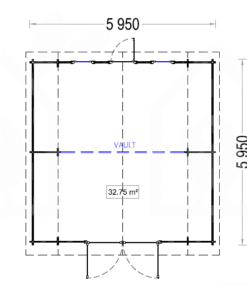 Træ Garage Texas 36m², 44mm - Plan